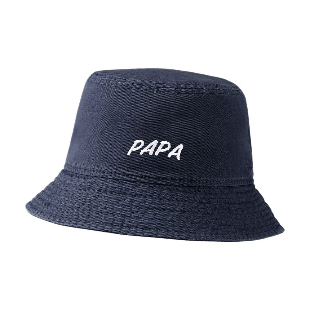 Bucket Hat for Men Women Daddy Papa Embroidered Washed Cotton Unisex Bucket Hats (Navy,7 1/2)