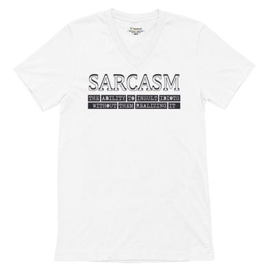 Sarcasm Ability to Insult Idiots V-Neck T-Shirt Sarcastic Funny Tee White Small