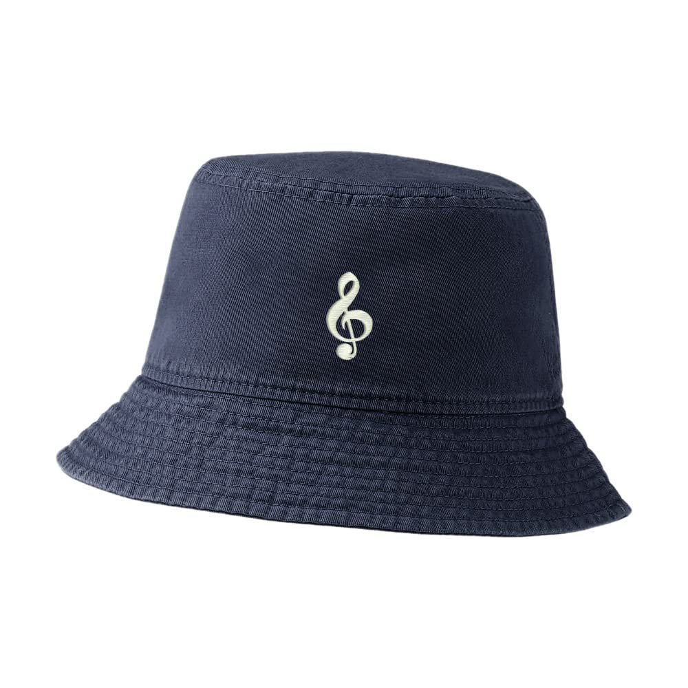 LexiuYibai Bucket Hat for Men Women Music Note Embroidered Washed Cotton Unisex Bucket Hats (Navy,7 1/2)