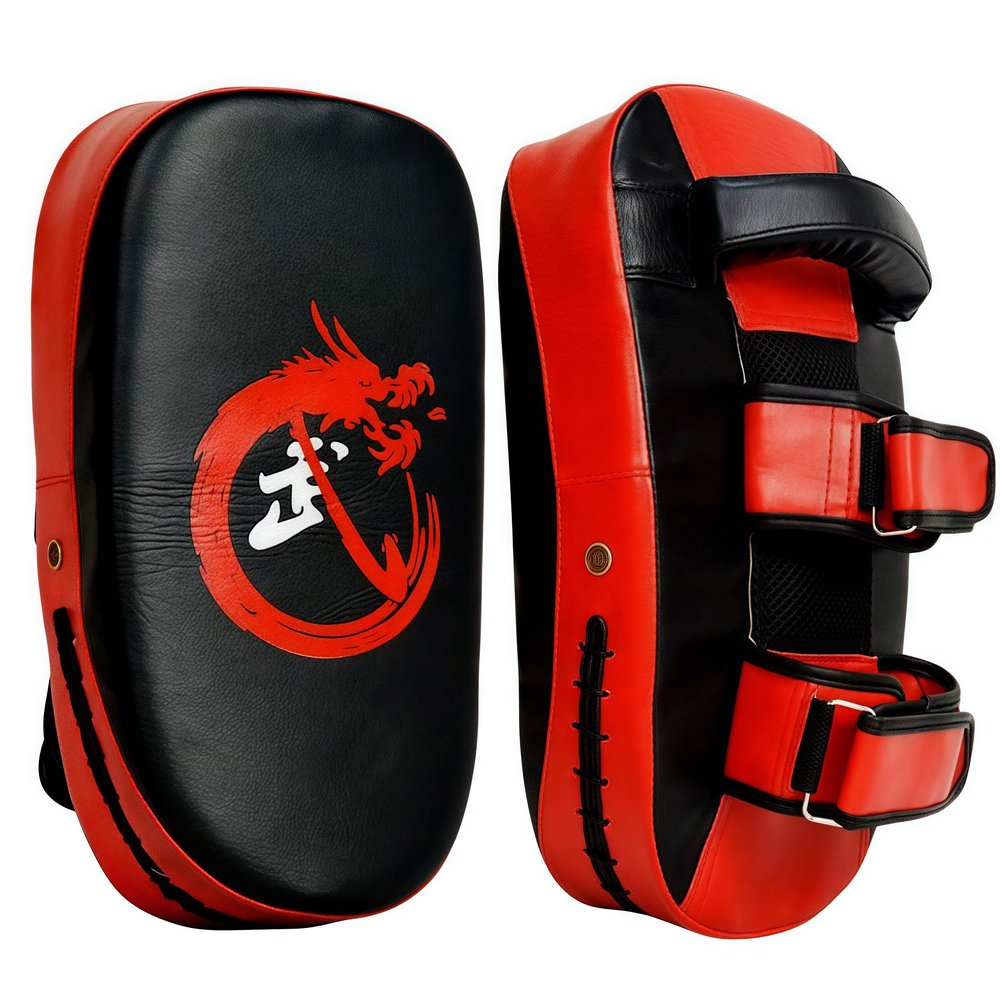 Muay Thai Pads Kicking Shield 15x7.5x4inch Solo Training Equipment Kick Muay Thai Pad Curved Kickboxing Strike Coaching Boxing MMA Martial Arts Karate Gift Child for Grandkids