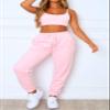Waitfairy Sweatpants Women - Joggers for Women High Waist Baggy Sweat Pants for Womens Joggers with Pockets Pink L view 4