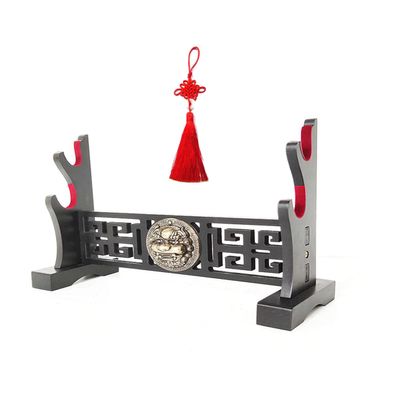 XMRISE Sword Holder Katana Samurai Stand Bracket Hanger Rack Classical Chinese Kirin Head Style Red Velvet Ornament,2Tier