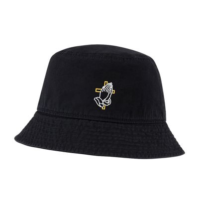 Bucket Hat for Men Women Praying Hands with Cross Embroidered Washed Cotton Unisex Bucket Hats (Black,7 1/2)