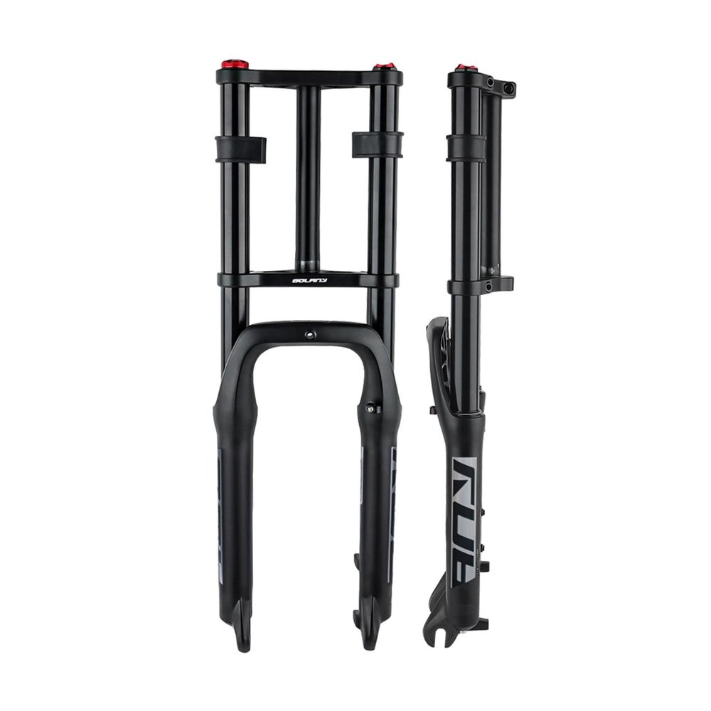 LHHL Snow Beach Bike Suspension Fork 20 Inch 4.0 Tire Fat Air Forks Travel 140mm, 1-1/8inch Steerer Bike Forks Spread 135mm Double Shoulder Shock Absorbing Front Fork QR Manual Lockout