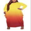 AIIYYQB Women's Casual Loose Plus Size Maxi Dress Gradient Print Long Sleeve T-Shirt Tunic Dress with Pockets view 1