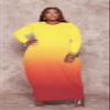 AIIYYQB Women's Casual Loose Plus Size Maxi Dress Gradient Print Long Sleeve T-Shirt Tunic Dress with Pockets view 2