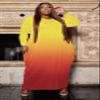 AIIYYQB Women's Casual Loose Plus Size Maxi Dress Gradient Print Long Sleeve T-Shirt Tunic Dress with Pockets view 3