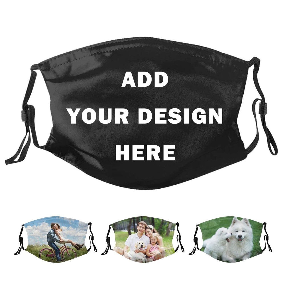 buxvhre Custom Face Masks Design Your Own Text Image Logo Personalized Mask Filter Reusable Adjustable Bandana Face Cover for Men Women