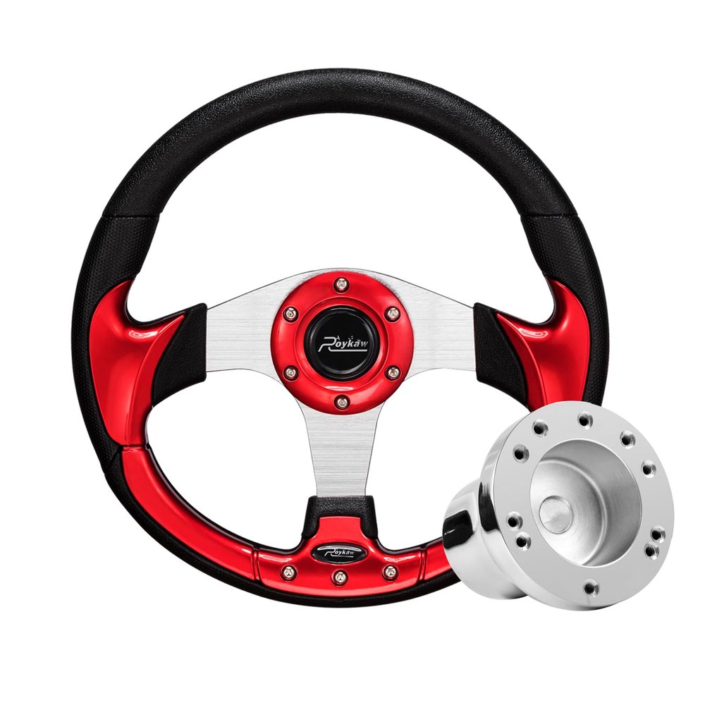 Roykaw Golf Cart Steering Wheel with Hub Adapter for Club Car Precedent