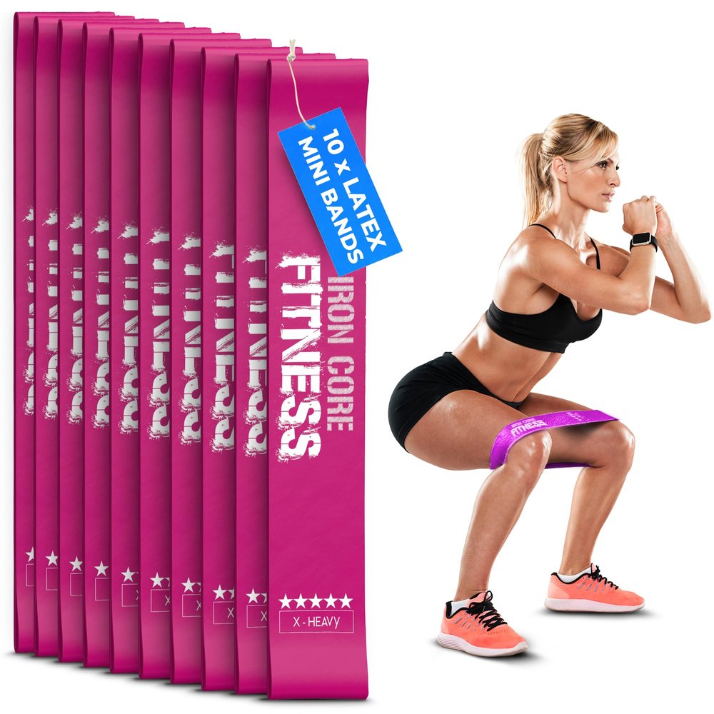 10-Pack Set X-Heavy Resistance Loop Bands Latex Mini Bands for Workout, Glutes, Legs, and Physical Therapy Durable Exercise Bands in Bulk for Women and Men Ideal for Gyms, Studios, and Trainers