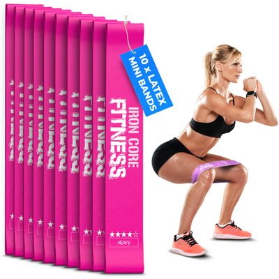 10-Pack Set Heavy Resistance Loop Bands Latex Mini Bands for Workout, Glutes, Legs, and Physical Therapy Durable Exercise Bands in Bulk for Women and Men Ideal for Gyms, Studios, and Trainers