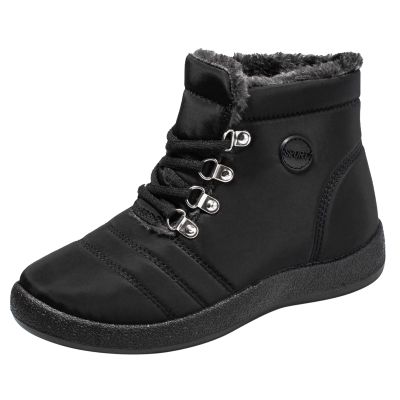 Toe Men Boots Shoes Lace Up Plus Sport Keep Couples Warm Boots Snow Round Flat Women's Winter Boots Size 5 (Black, 7)