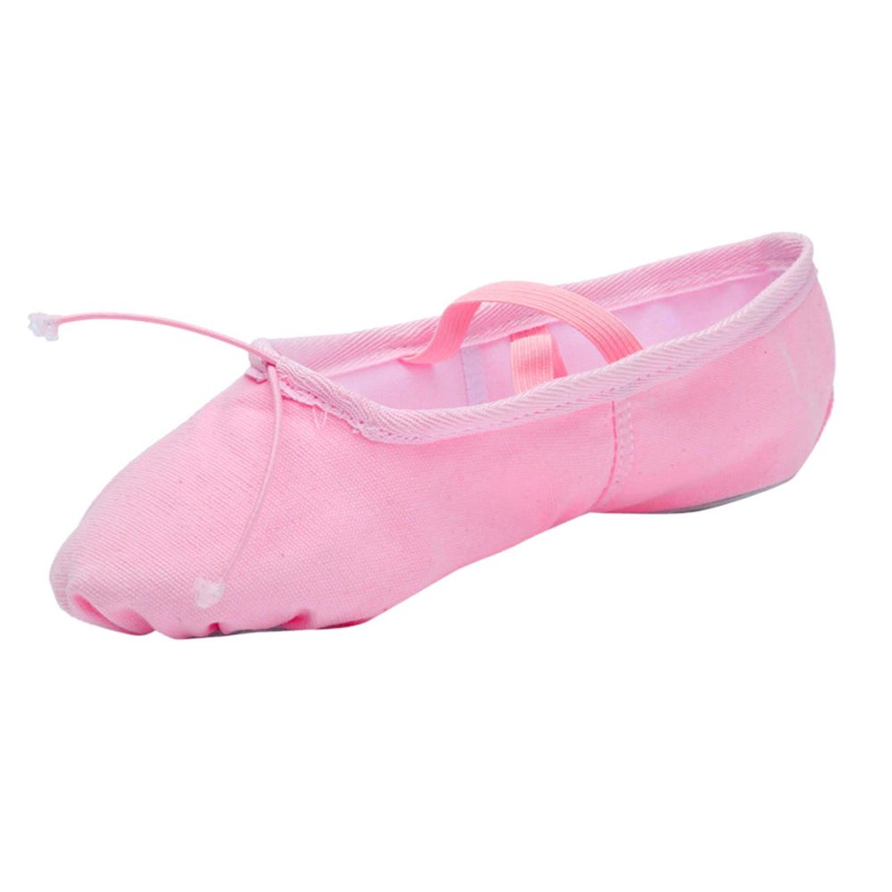 Girls Ballet Elastic Band Dance Shoes Canvas Gymnastics Flats Split Sole Shoes Kids Sneakers High (Pink, 9.5-10Years)