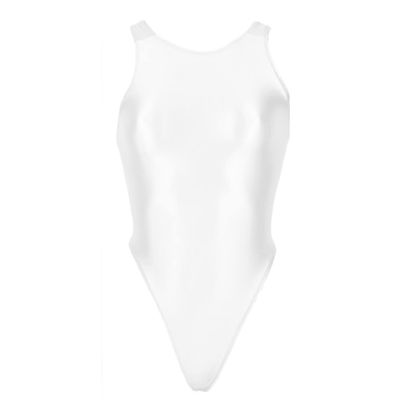 XCKNY Silky Glossy One Piece Swimsuit Japanese Thong Backless Covering Belly Swimsuit-Small White