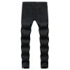 Men Streetwear Big Ripped Moto Skinny Jeans Classic Washed Elastic Hole Denim Pants Distressed Biker Zip Trousers (Black,30.00,5,OZ) view 2