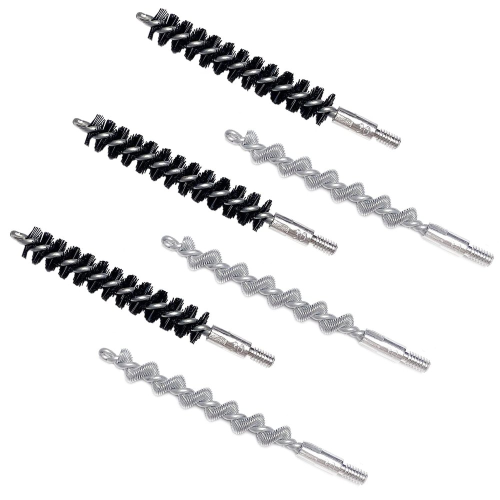 6 Pack Bore Brush Cleaning Kit Bore Cleaning Brush Set for 22-.223 Cal 5.56mm,30-.308 Cal.300.303 7.62mm 357.380.38 Cal 9mm