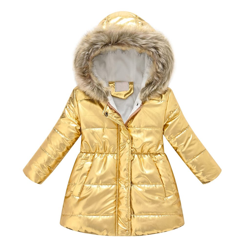 Baby Kids Girls Winter Thick Warm Hooded Windproof Coat Outwear Jacket Clothes Kids Windbreaker (Yellow, 4-5 Years)
