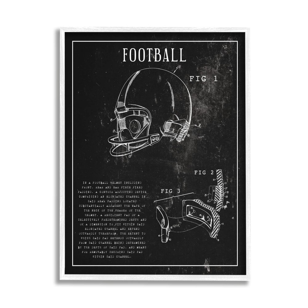 Stupell Industries Football Helmet Sports Chart Retro Figure, Design by Daphne Polselli