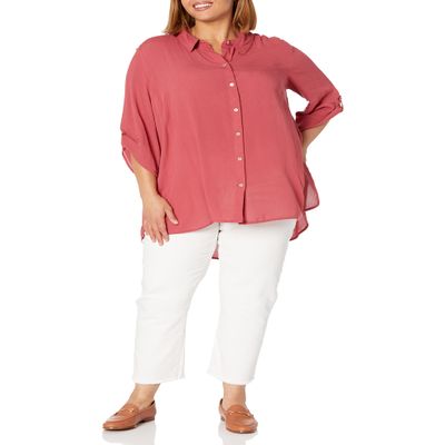 EVANS Women's Plus Size Tunic-Island Breeze, Rose, 16