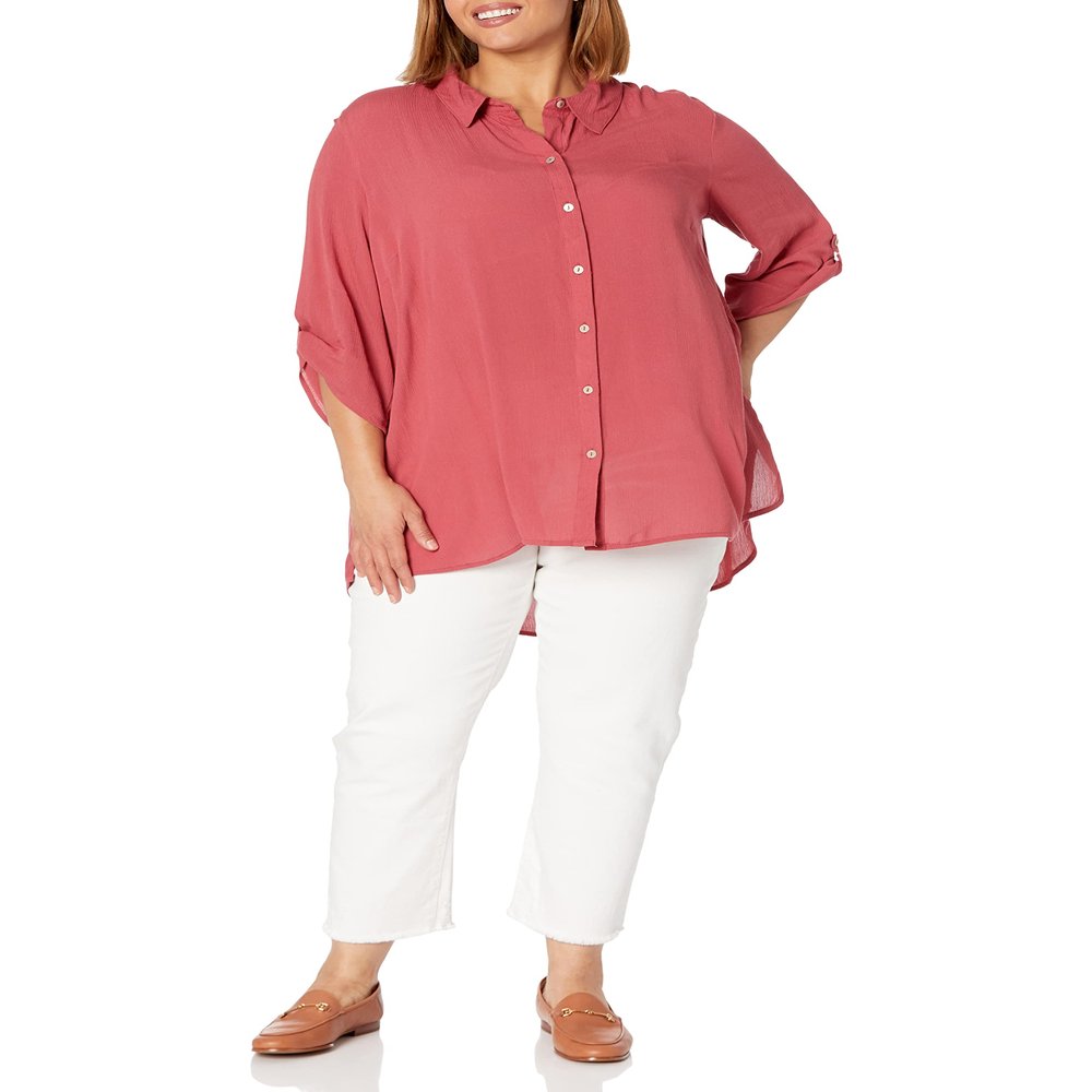 EVANS Women's Plus Size Tunic-Island Breeze, Rose, 16
