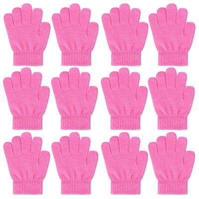 ONESING 12 Pairs Kids Knit Gloves - Stretchy Toddler Gloves for Boys & Girls, Ages 3-12