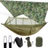 Camping Hammock, Double & Single Portable Hammock with Tree Straps, Lightweight Nylon Hammock Swing Set with Net and Rain Fly Tarp and Pocket for Backpacking Hiking Travel Outdoor(ArmyGreen1) view 1