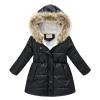 Baby Kids Girls Winter Thick Warm Hooded Windproof Coat Outwear Jacket Clothes Kids Windbreaker (Black, 2-3 Years) view 1