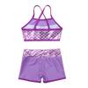 JanJean Kids Girls 2 Piece Ballet Active Outfits Shiny Tank Top with Booty Shorts Gymnastics Leotard Dance Gym Workout Shiny Lavender 8-10 view 4