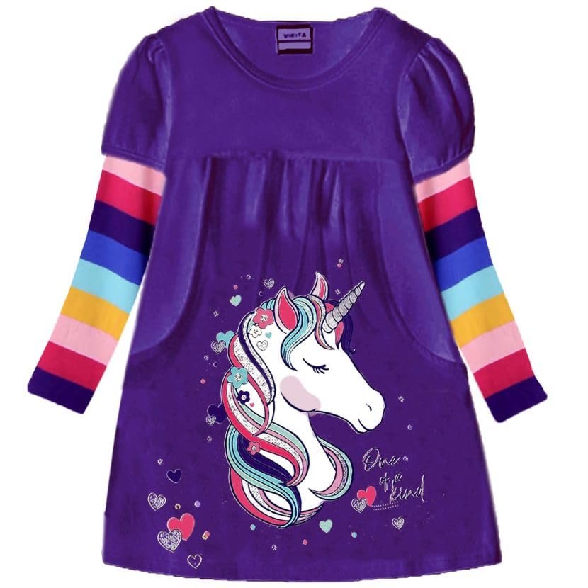 VIKITA Big Girls Dresses Long Sleeve Girl Dress for Kids 3-8 Years LH5807, 12T