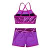 JanJean Kids Girls 2 Piece Ballet Active Outfits Shiny Tank Top with Booty Shorts Gymnastics Leotard Dance Gym Workout Shiny Rose Red 8-10 view 4