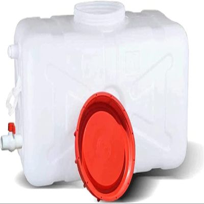 YXCUIDP White Bucket Thick Horizontal Square Water Storage Tank Food Grade Plastic Bucket with Cover and Valve for Hiking, Hunting, Barbecue Party(100L)