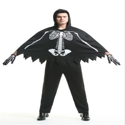 Honeystore Men's Scary Skeleton Cosplay Costume Two Piece Halloween Party Outfit 82230 M