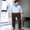 Men's Tweed Pants Herringbone Thick Wool Pleated Front Dress Suit Vintage Trousers (Coffee, 38W x 30L) view 2