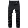 DGKaxiyaHM Men Stretch Washed Distressed Moto Denim Pants Solid Color Skinny Straight Leg Jeans Retro Ripped Biker Trousers (Black,42.00,5,OZ) view 1