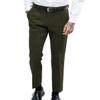 Vintage Men's Herringbone Tweed Dress Suit Pants Thick Wool Pleated Front Trousers Regular Fit (Army Green, 40W x 32L) view 1