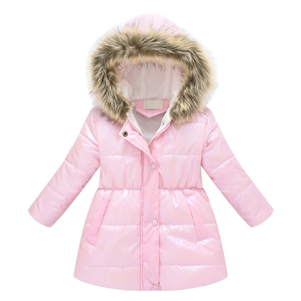 Baby Kids Girls Winter Thick Warm Hooded Windproof Coat Outwear Jacket Clothes Kids Windbreaker (Pink, 2-3 Years)