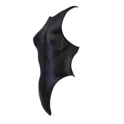 XCKNY Silky Glossy One Piece Swimsuit Japanese Thong Backless Covering Belly Swimsuit-Small Black