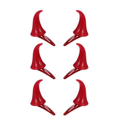 3Pairs Devil Horns Hair Clip Cute Halloween Horn Clips Fashion Cosplay Headdress Red