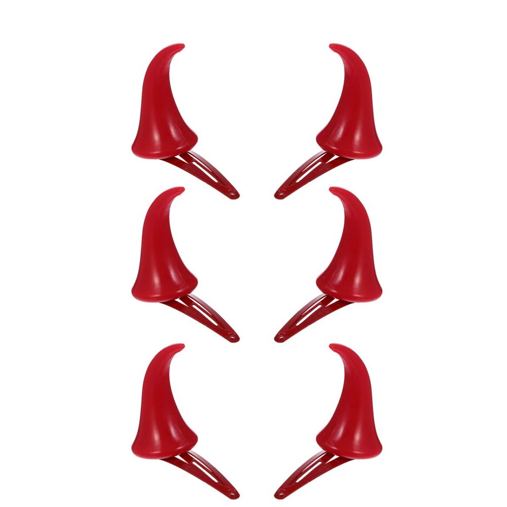 3Pairs Devil Horns Hair Clip Cute Halloween Horn Clips Fashion Cosplay Headdress Red