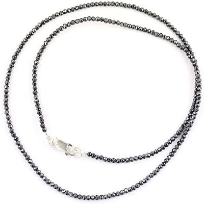 2.2.5 Certified Round Faceted Black Diamond Beads Designer Chain Necklace With 925 Sterling Silver, Customized Finish & Length, Beautiful Unisex Necklace, Great Sparkle! (18 Inch, Yellow Gold Finish)