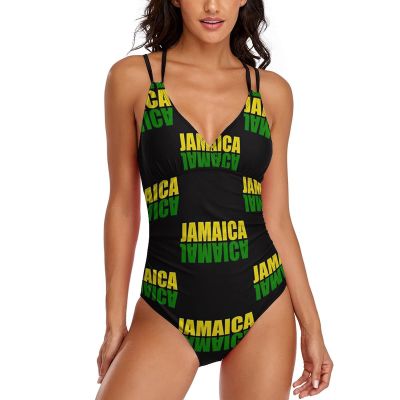 Bikini Jamaica Flag Bathing Suit Women's Swimwear One-Piece Swimsuit Tummy Control Swimsuits 2XL