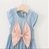 AnFeng Toddler Baby Girls Bowknot Child Dress Solid Denim Clothes Dress Baby Girl Outfits (Pink, 100) view 3