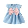AnFeng Toddler Baby Girls Bowknot Child Dress Solid Denim Clothes Dress Baby Girl Outfits (Pink, 100) view 4