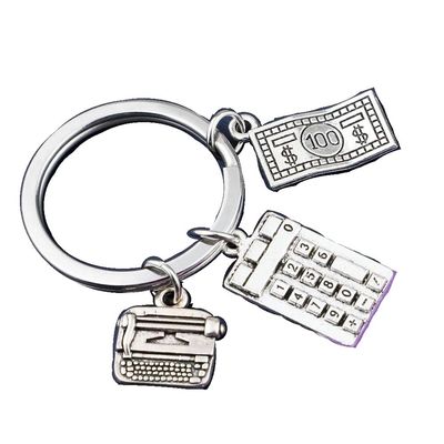 1Pc Ancient Silver Calculator, Dollar, Accountant Graduation Gift, Keychain Backpack Pendant