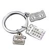 1Pc Ancient Silver Calculator, Dollar, Accountant Graduation Gift, Keychain Backpack Pendant view 1