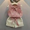 AnFeng Set Bowknot Vest Outfits Baby Clothes Kids Toddler Floral T-Shirt+Shorts Girls Girls Baby Girl Easter Outfit (Pink, 120) view 4