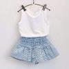 AnFeng Kids Clothing Girls Cute Shorts Top Pattern Set Girl Grid Bow Shirt Girls Outfits&Set onsies3-6 Months Girls (White, 120) view 3