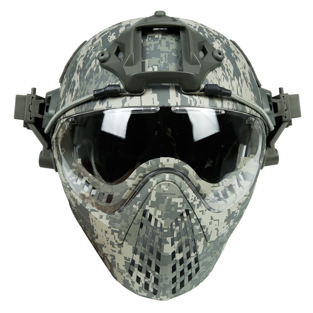 Airsoft Tactical Fast PJ Helmet with Removable Full Face Mask and Goggles for CS Game Wargame Halloween Cosplay