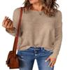 Acelitt Women Ladies Casual Fall Long Sleeve Crewneck Lightweight Loose Fashion 2025 Crochet Knit Pullover Sweaters Apricot Large view 1
