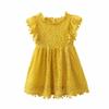 AnFeng Floral Kids Clothes Lace Print Princess Girls Baby Dress Hollow Girls Outfits&Set onsies3-6 Months Girls (Yellow, 110) view 1